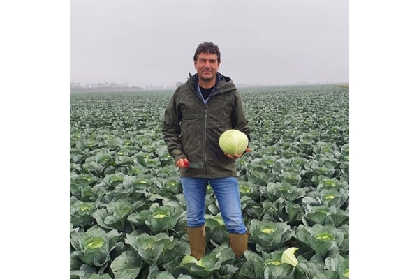 Simon Naylor in a cabbage patch.
