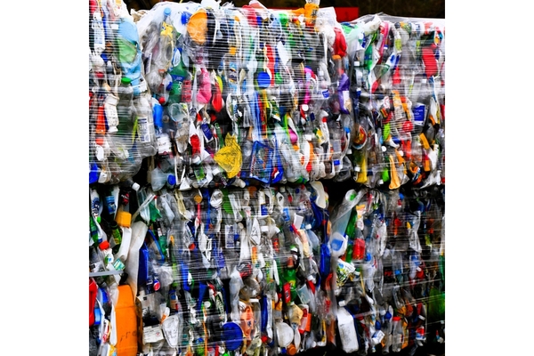 Image bales of plastic bottles for recycling