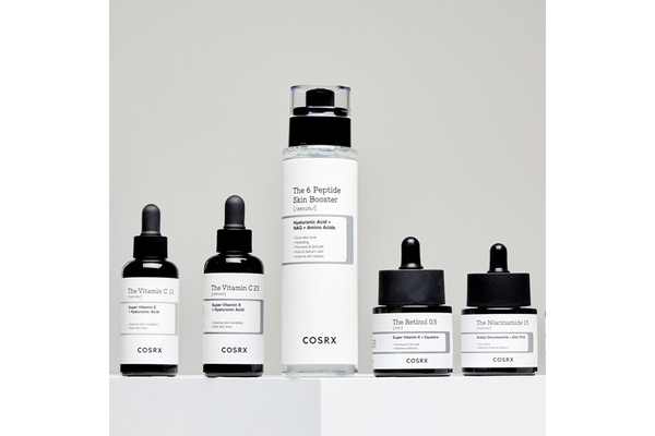 Image Five products from Cosrx in a line.