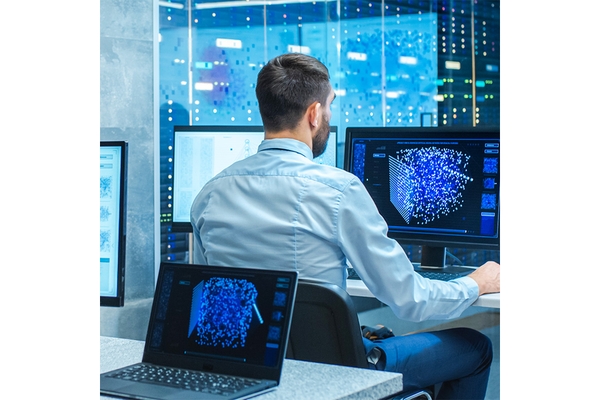 Image Data scientist at computer.