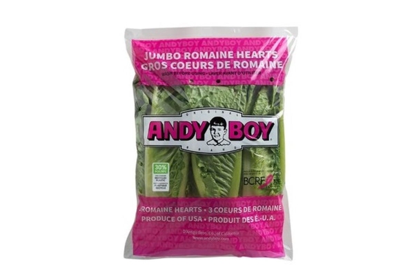 Image Flexible packaging with romaine hearts.