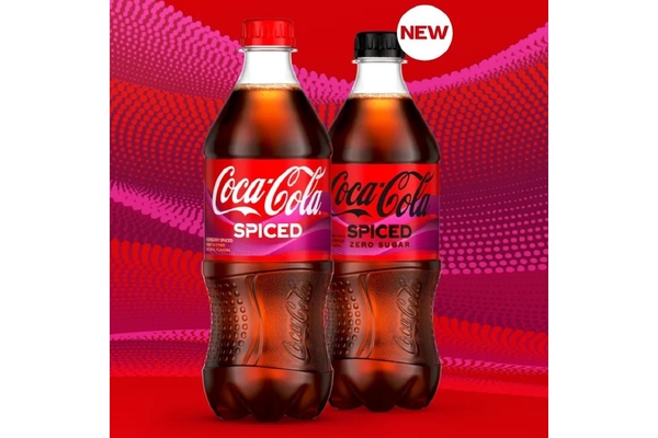 Image Black colored Coca-Cola Spiced in plastic bottle packaging.