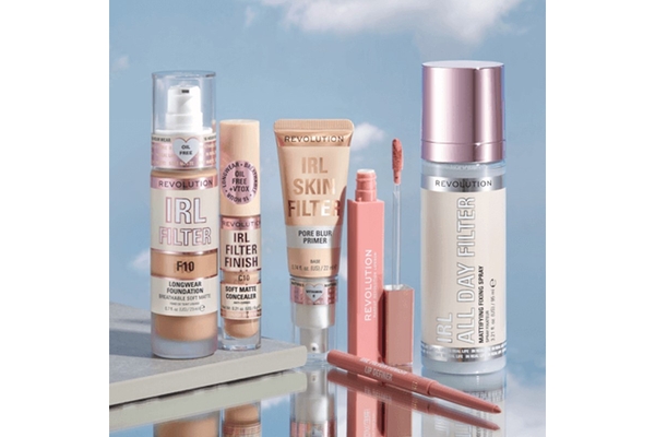 Image Revolution Beauty products in front of a sky.