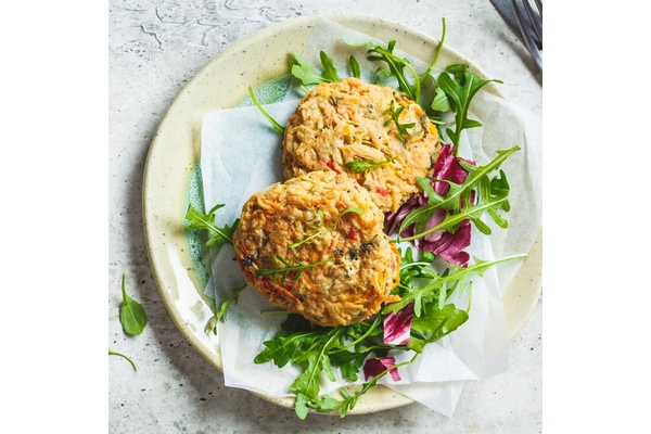Image Plant based patty on a salad