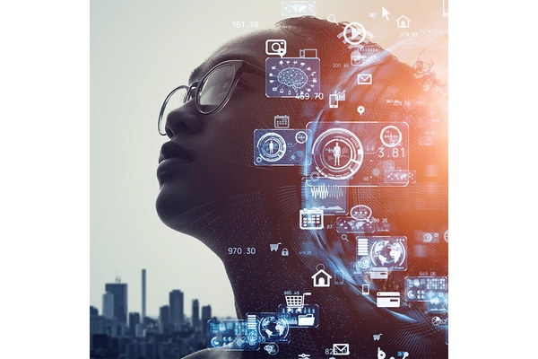 Image Human face and AI.