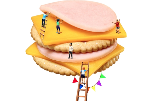 Image Animated image of children climbing on a biscuit snack.