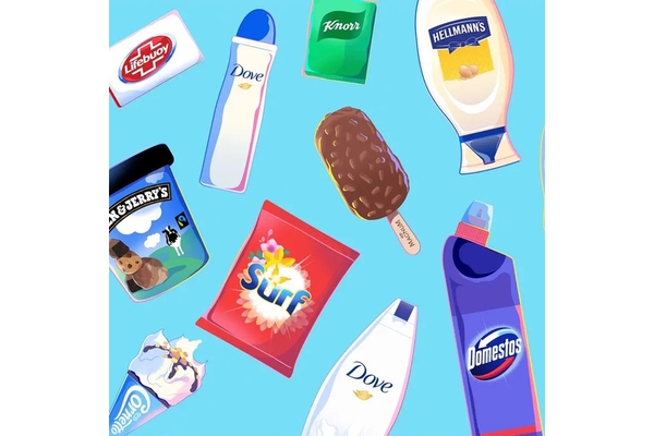 A graphic of Unilever products.