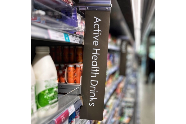 Image Supermarket with Active Health drink sign