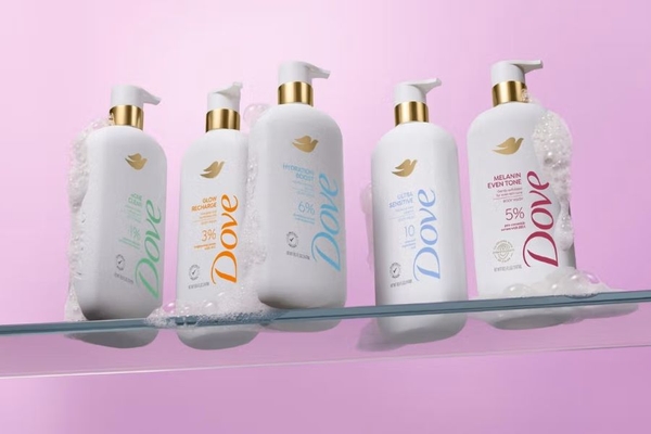 Image Dove body washes in a line.