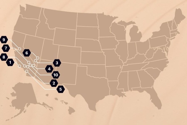 Image A map of the US with dots putting cities into numerical ranking.