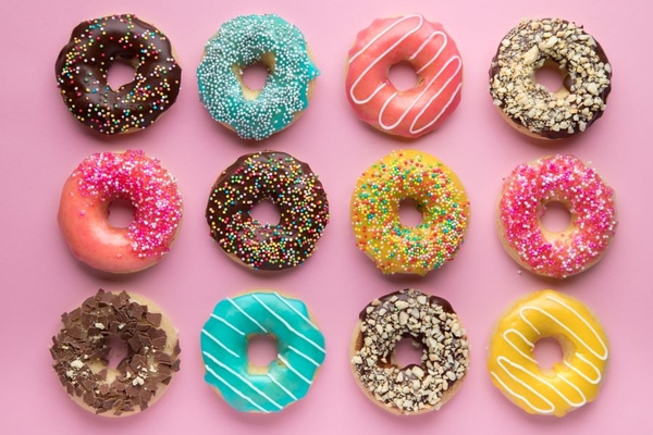 Image Donuts on display used in cosmetics merch