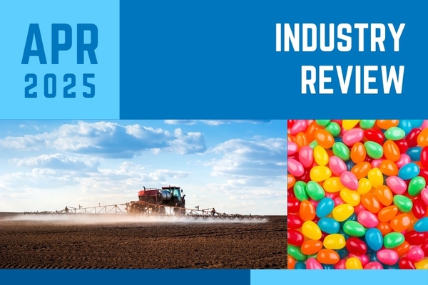 Image tractor in a field with colorful sweets on the right