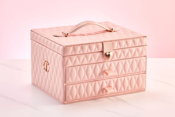 A pink box with handles