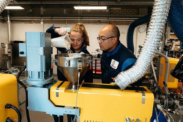 Image Avantium workers at PEF production facility.