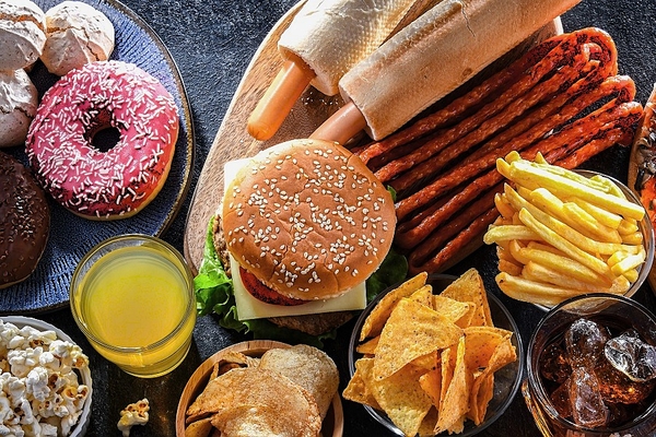 burger fries and donuts