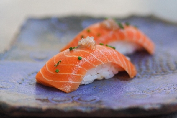 two pieces of cultivated salmon
