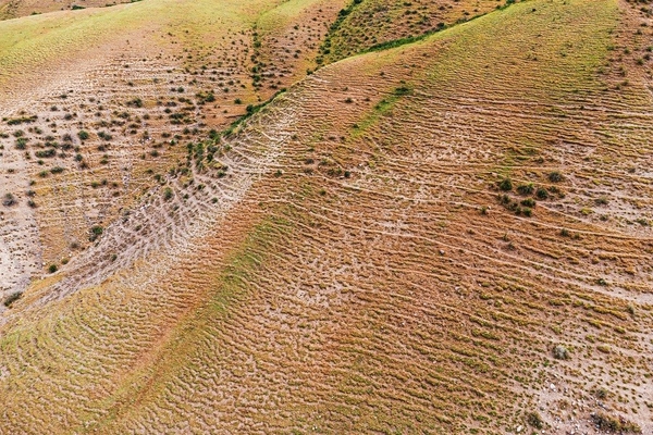 Image dry and cracked soil aerial view