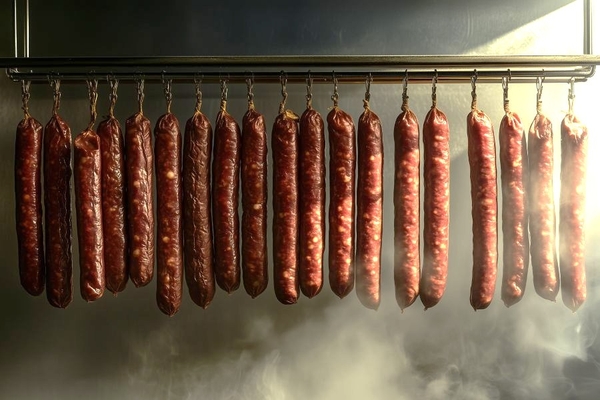 Image Sausage in a smoke room