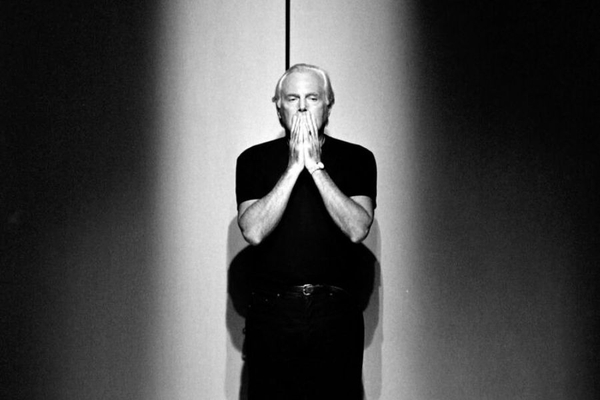 Giorgio Armani in black and white
