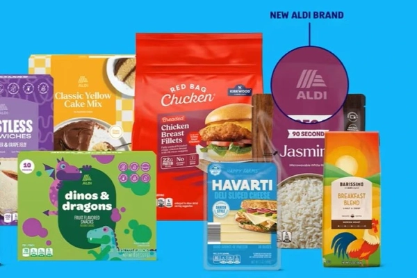Image selection of Aldi packaging with own brand labels