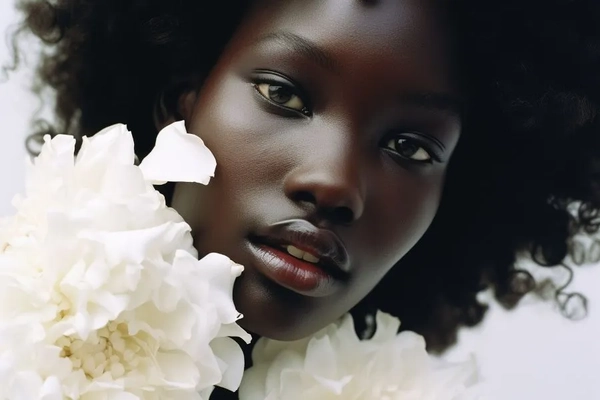 Image woman with white flowers in her hair
