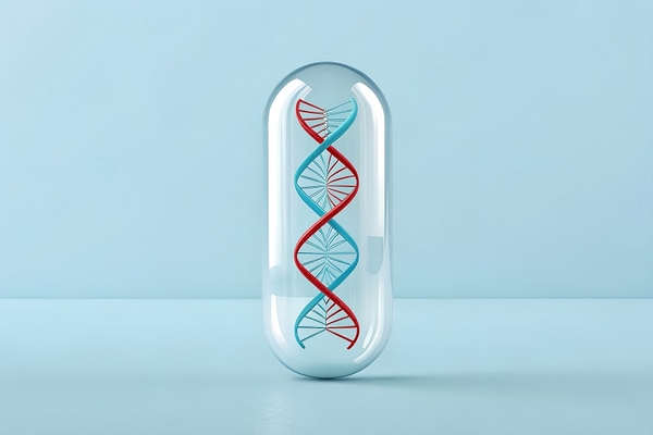 DNA helix in a supplement capsule