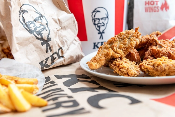 Image KFC restaurant fried chicken and fries.