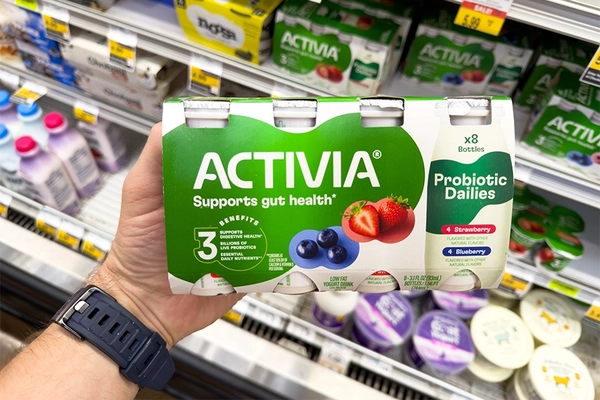 Activia yogurts in supermarket.