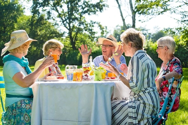 Image Healthy seniors around a table