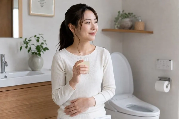 Image woman drinking probiotic juice