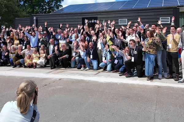 team photo at farm group at people posing for a team photo at farm