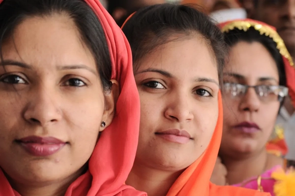Image Women wearing colorful headscarves