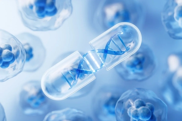 Illustration of DNA inside a capsule Illustration of DNA inside a capsule