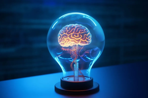 Image brain in lightbulb