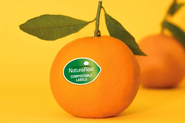 orange with compostable label