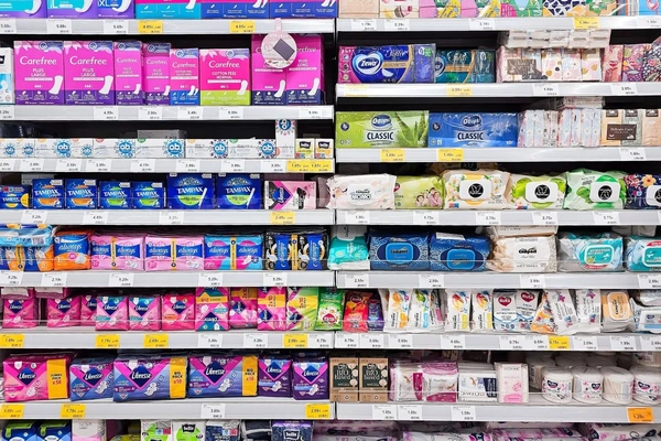 Image period care products in a shop
