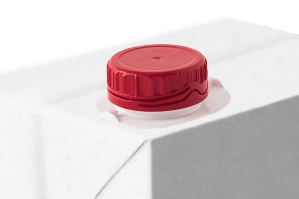 Image A red cap on a white carton